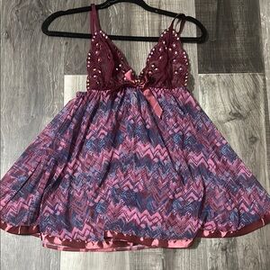 Pink and Purple Lace Babydoll Slip